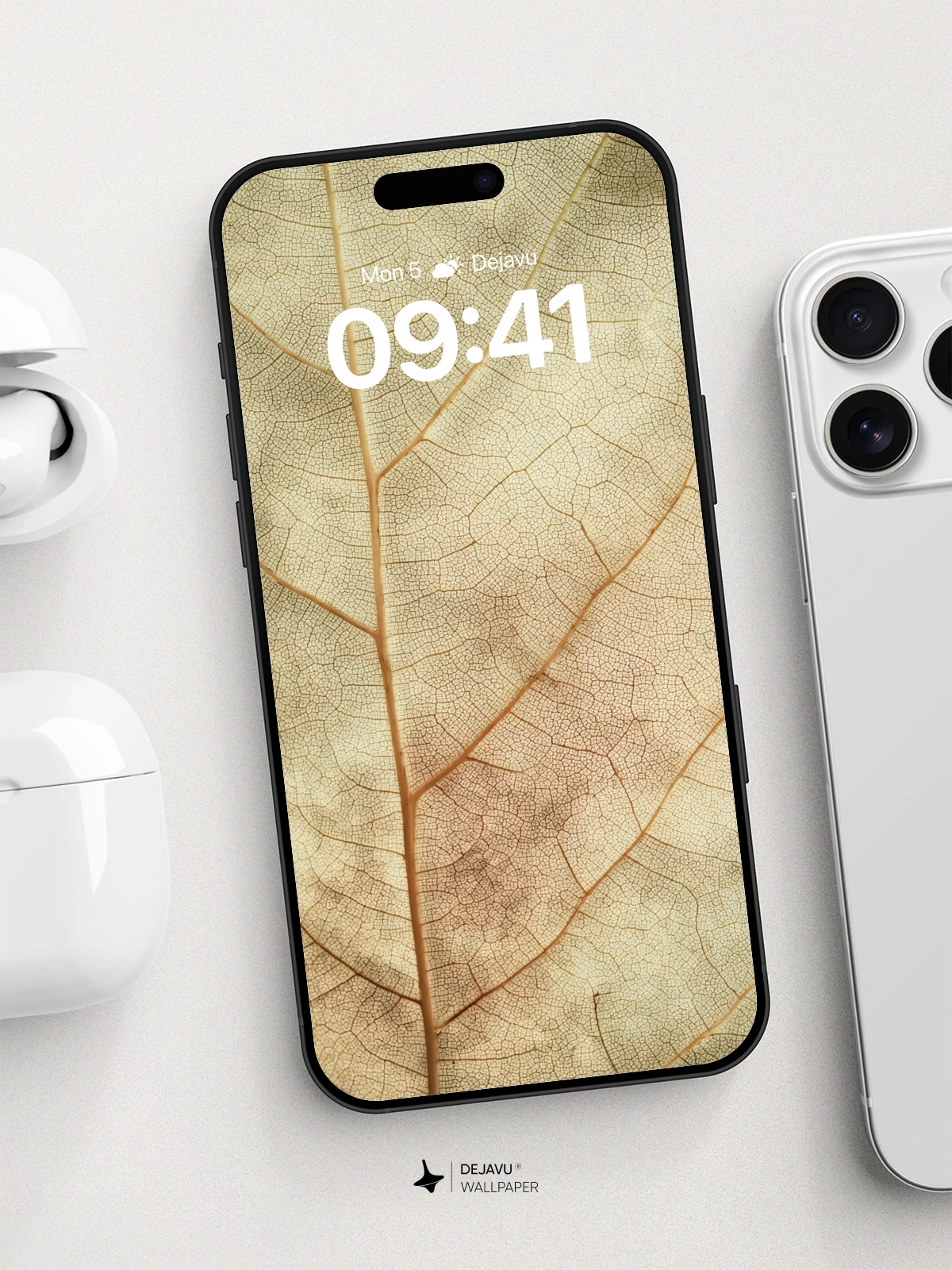 Golden Leaf Vein Wallpaper 8K for iPhone and Android