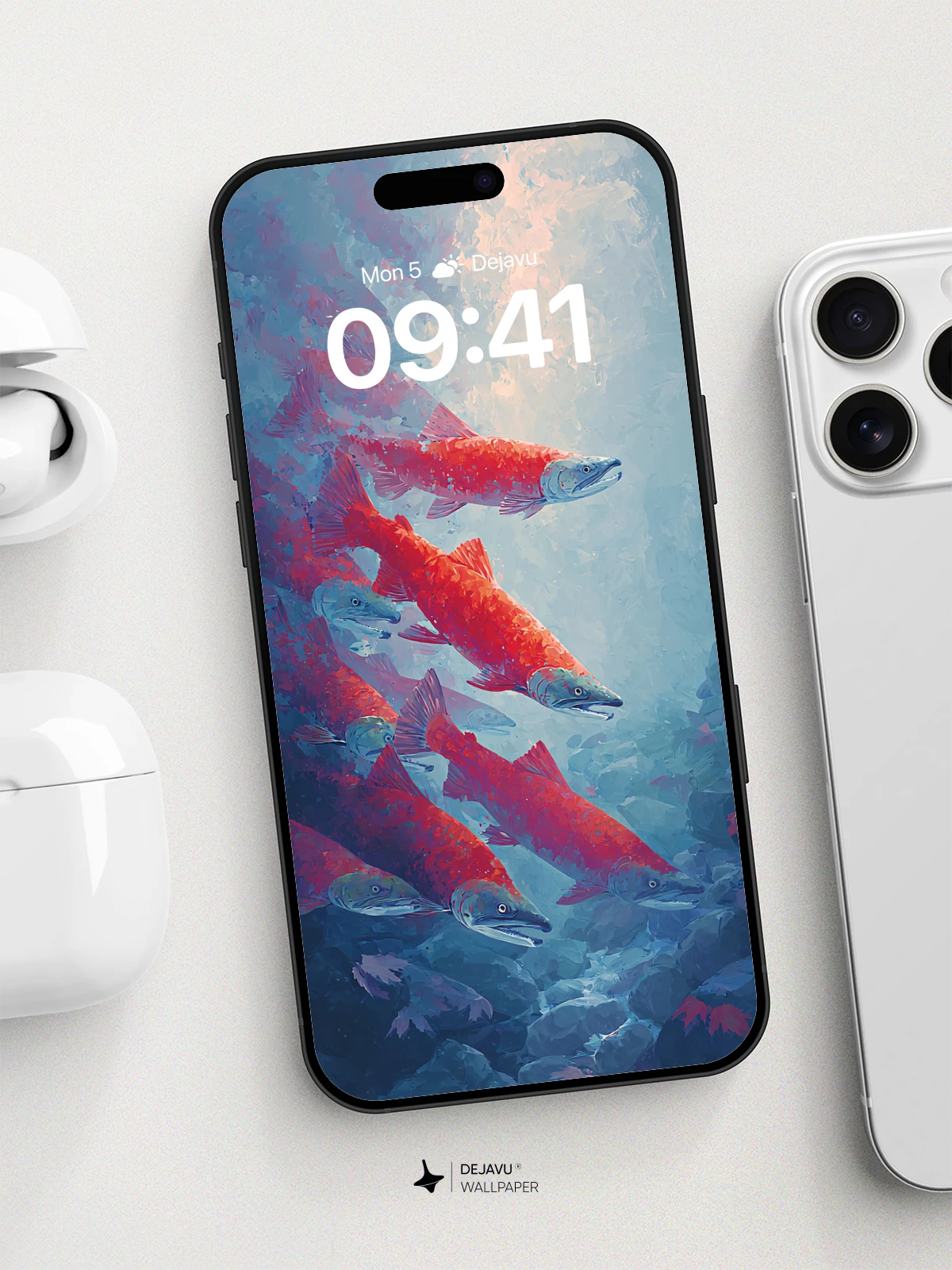 Vibrant Salmon Migration Wallpaper 8K for iPhone and Android