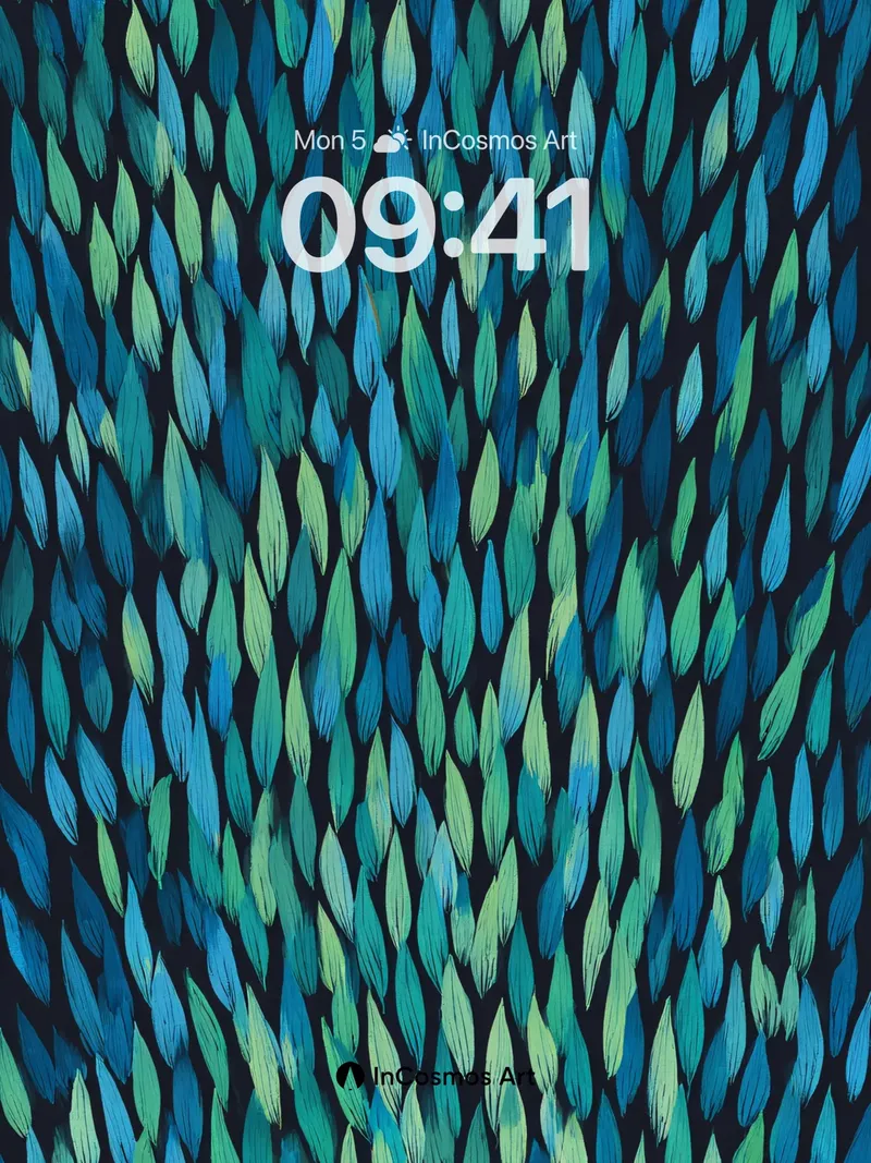 Midnight Raindrop Pattern Wallpaper in Teal and Jade