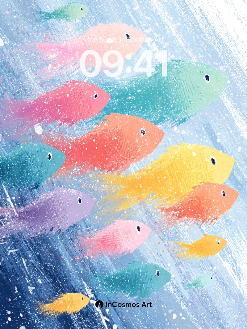 Whispering Currents Wallpaper with Floating Hues
