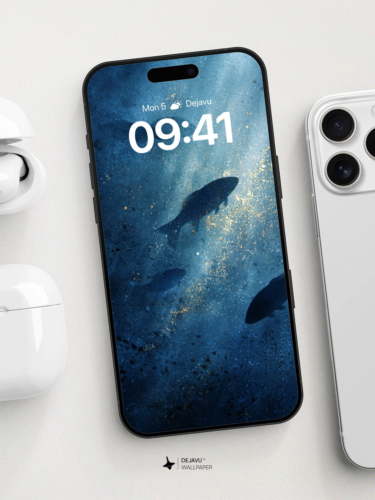 Underwater Serenity Fish Silhouettes Wallpaper 8K for iPhone and Android
