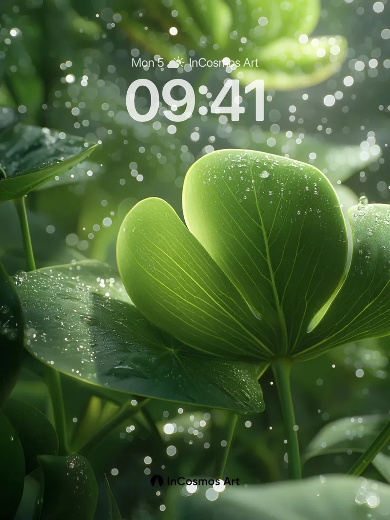 Emerald Whisper Wallpaper with Dew-Lit Veins