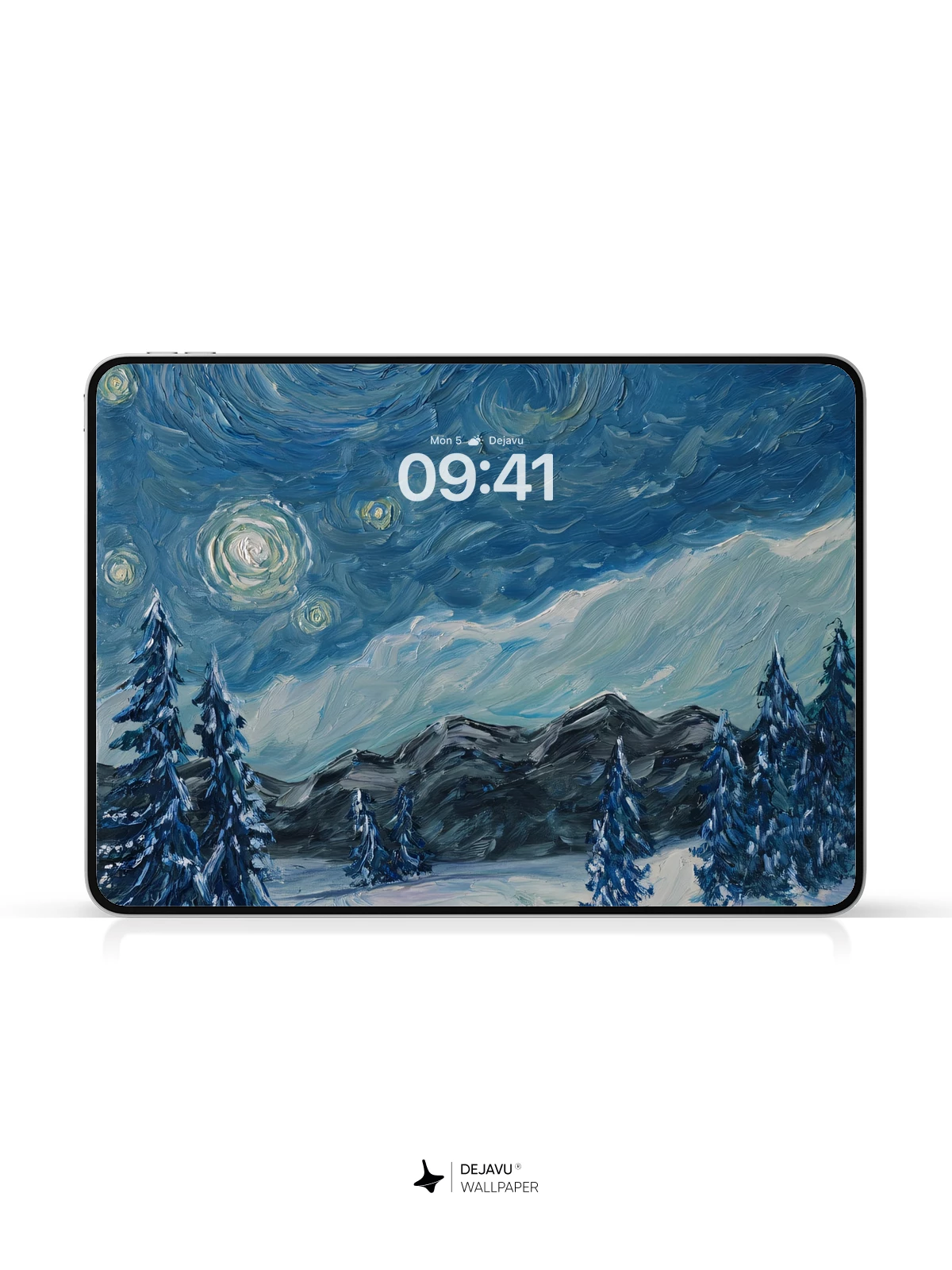 Van Gogh Starry Night Style Winter Landscape 8K Wallpaper