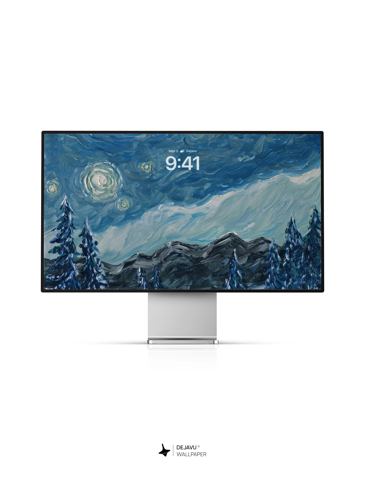 Van Gogh Starry Night Style Winter Landscape 8K Wallpaper
