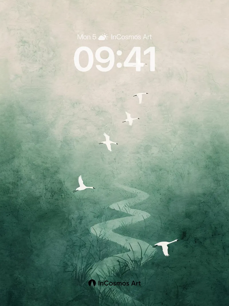 Mist Flight Wallpaper with River Trace