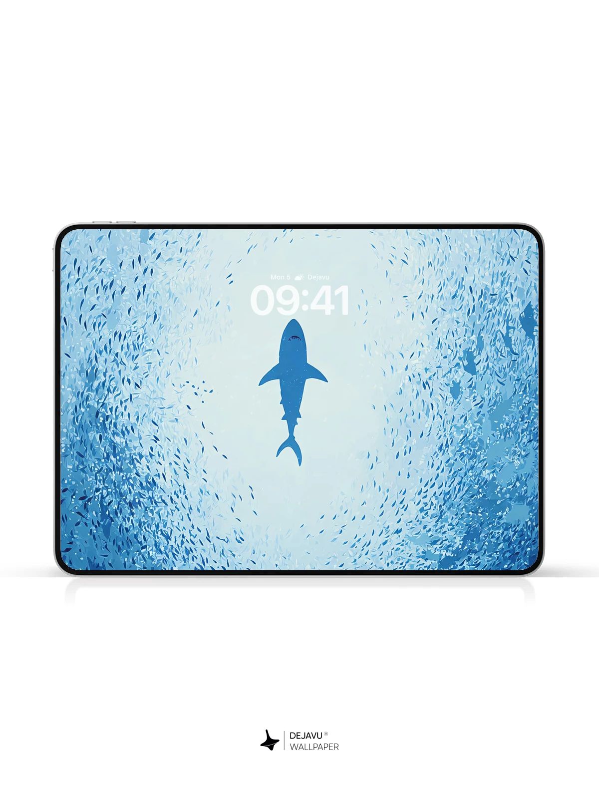 Shark in Blue Vortex Wallpaper 8K