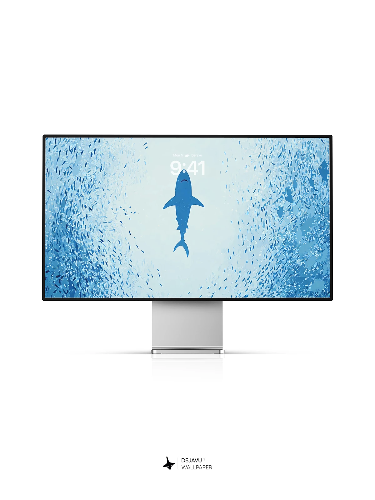 Shark in Blue Vortex Wallpaper 8K
