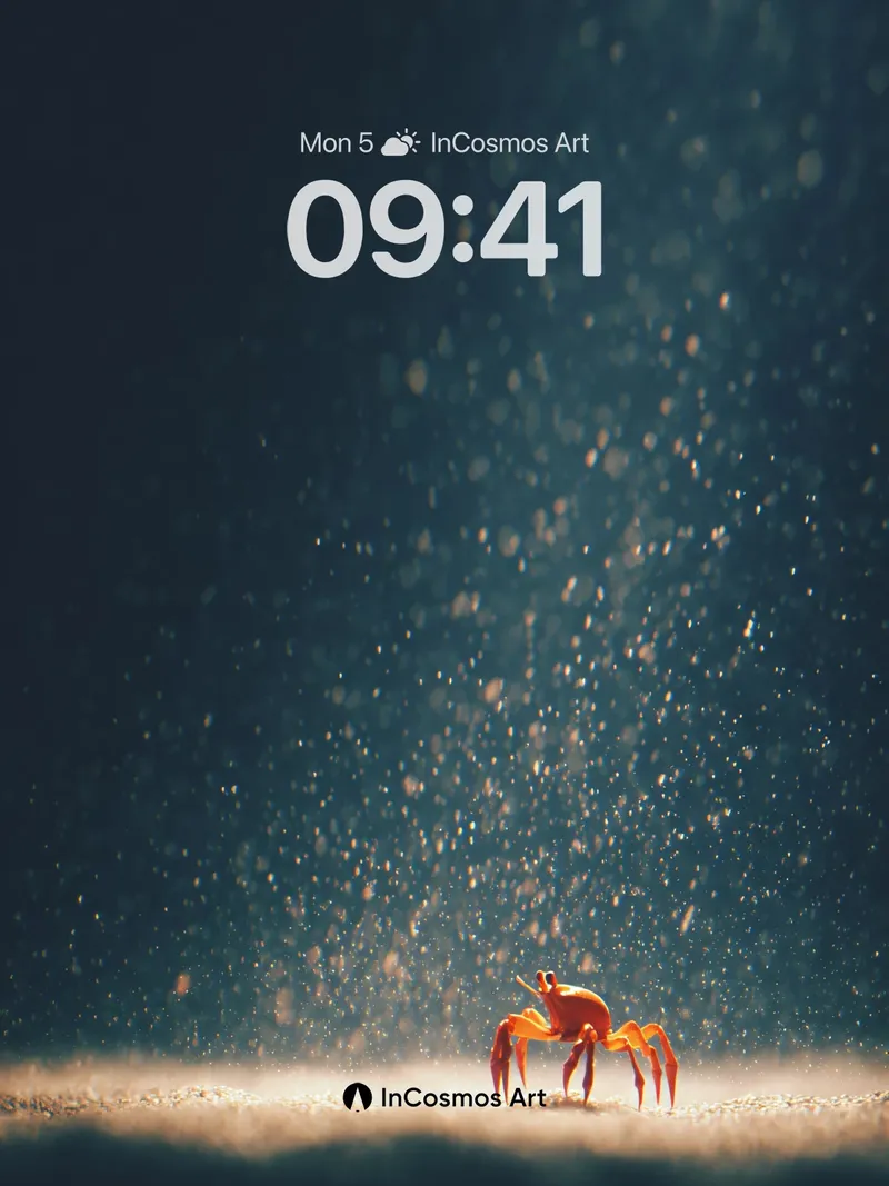 Golden Dust Crab Background in Deep Ocean