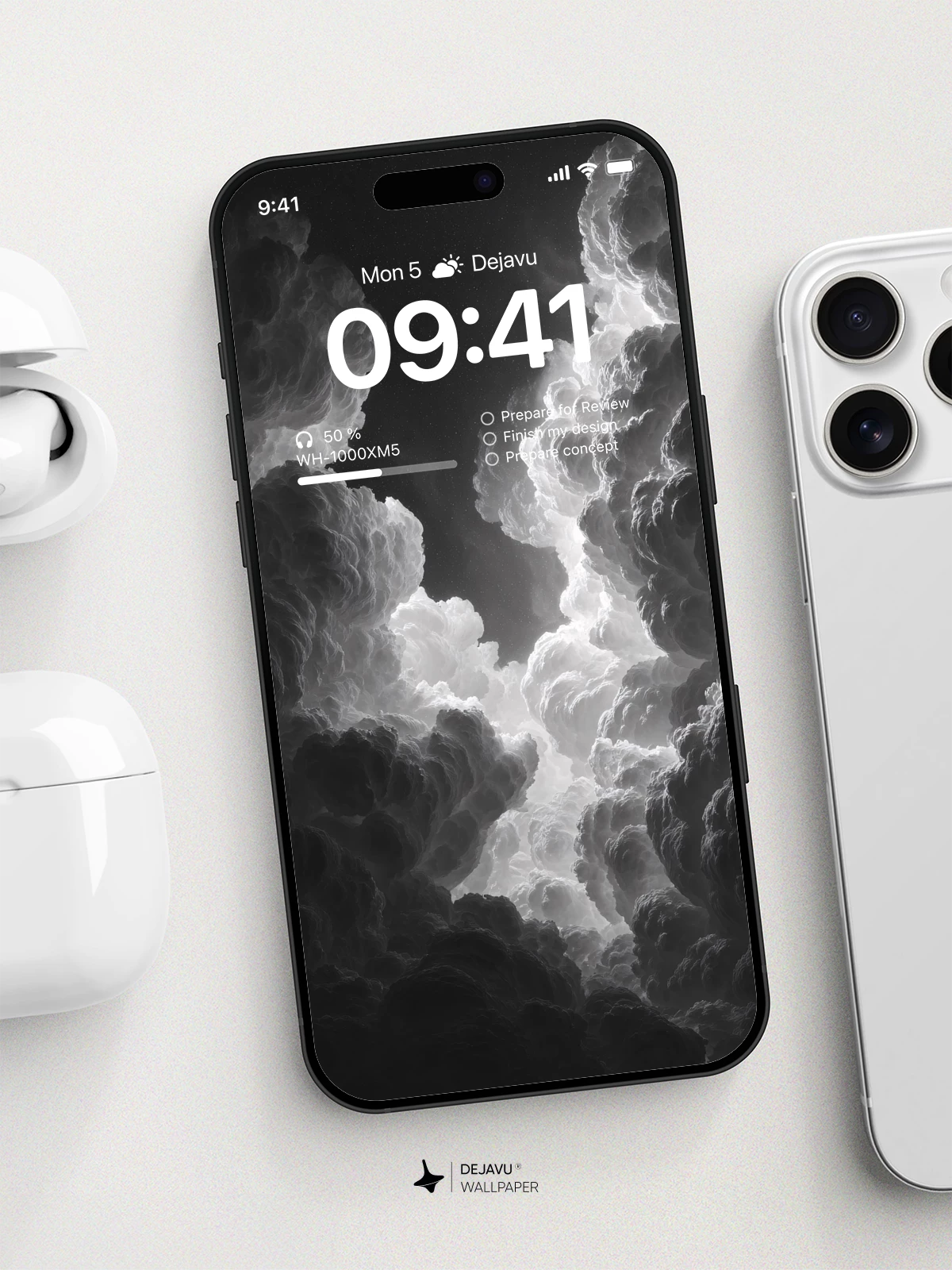 Monochrome Cloudscape 8K Wallpaper for iPhone and Android