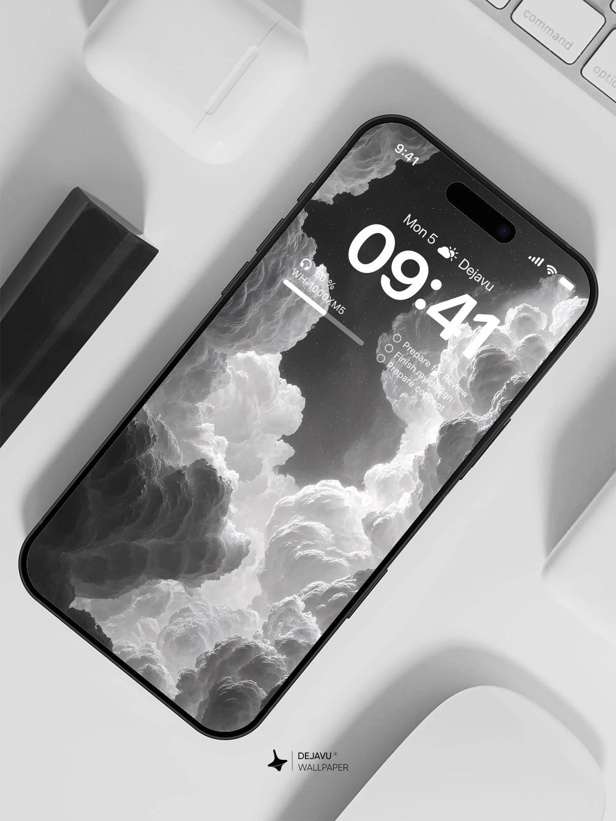 Monochrome Cloudscape 8K Wallpaper for iPhone and Android