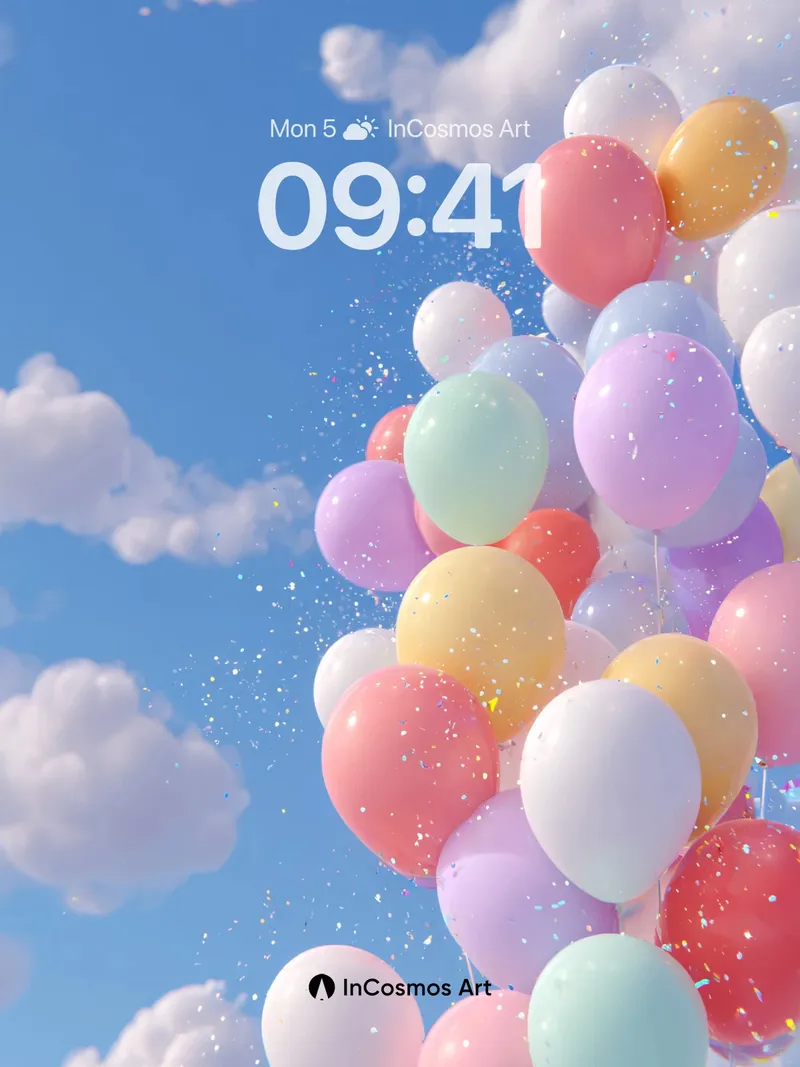 Pastel Sky Float Wallpaper with Sparkling Drift