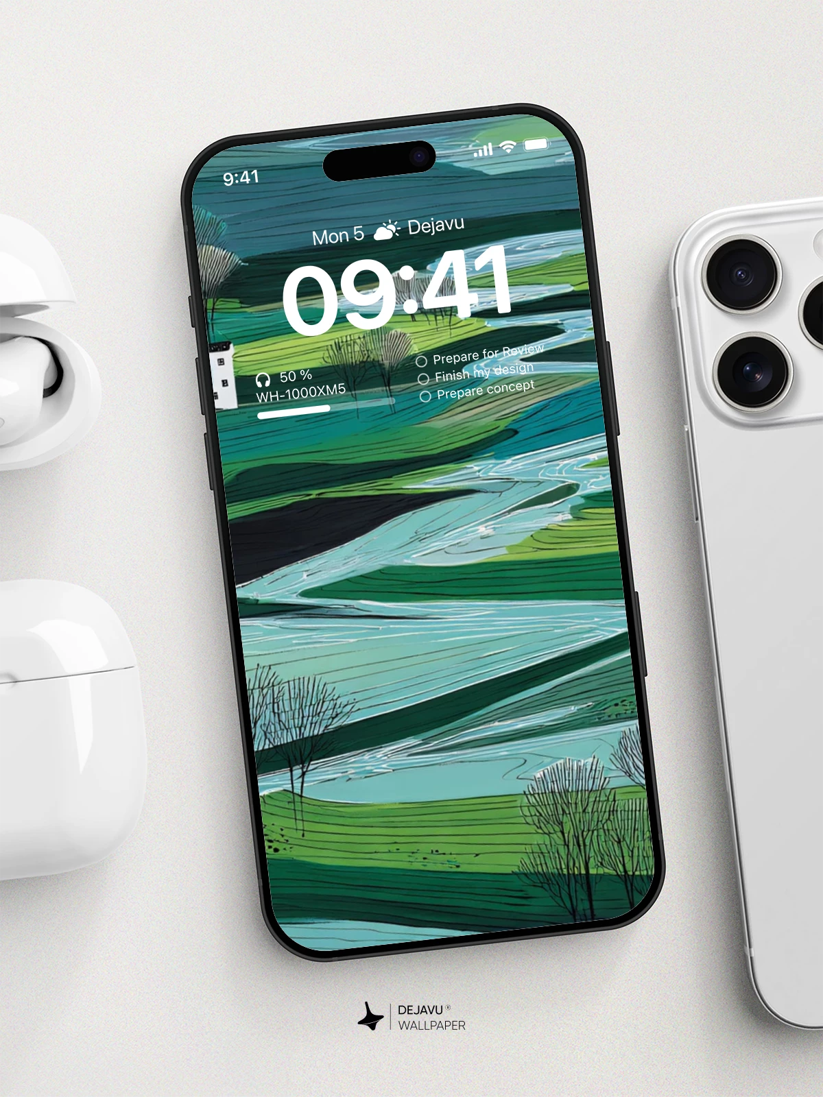 Winding River and White Houses in Green Valley Wallpaper 8K