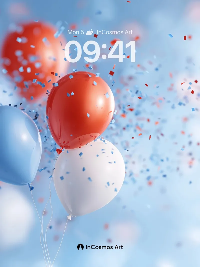 Floating Joy Wallpaper with Confetti Drift