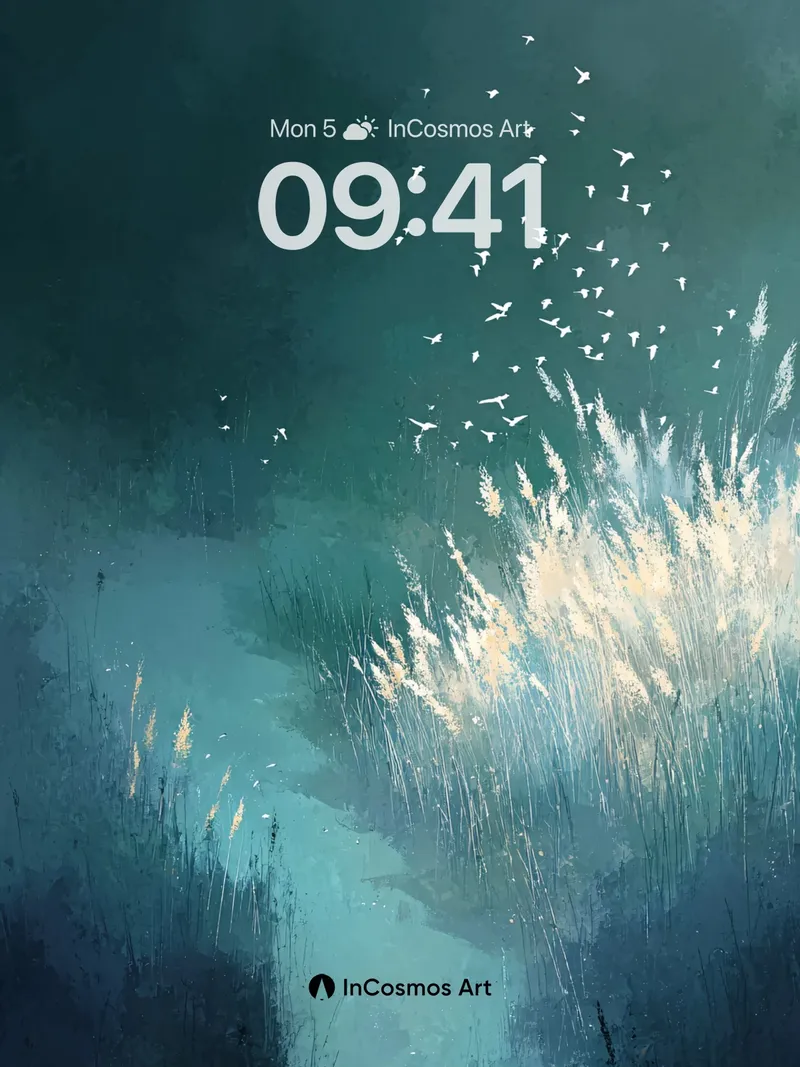 Serene Night Sky Wallpaper with Whispering Reeds