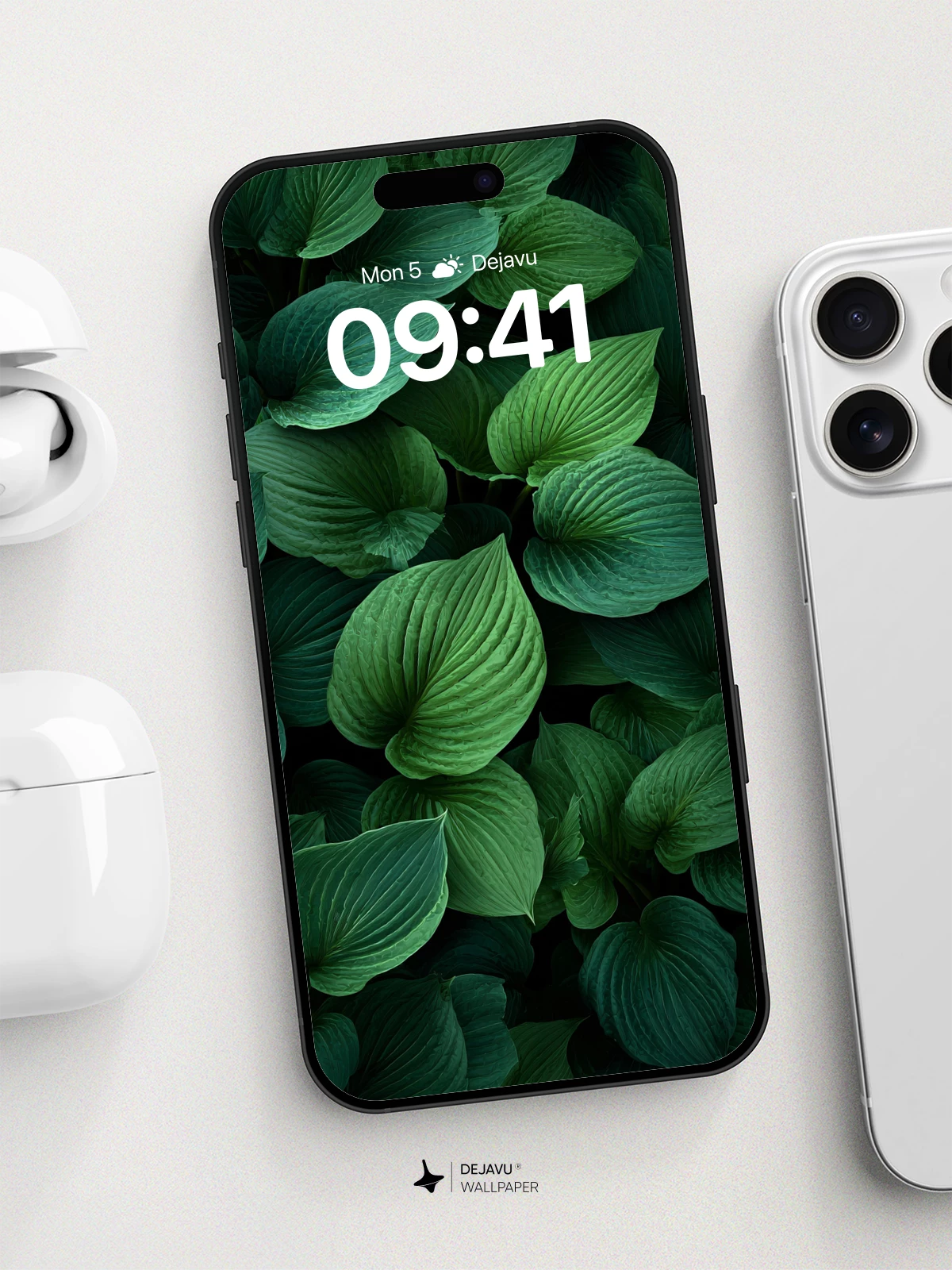 Lush Green Leaf Pattern Wallpaper 8K for iPhone and Android