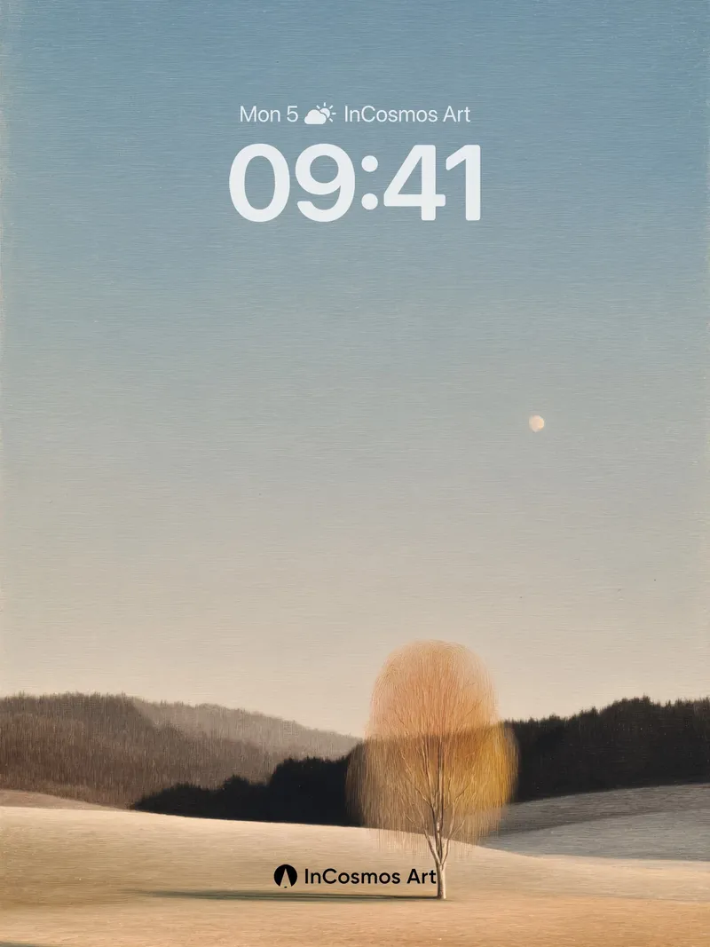 Serene Horizon Wallpaper with Solitary Tree