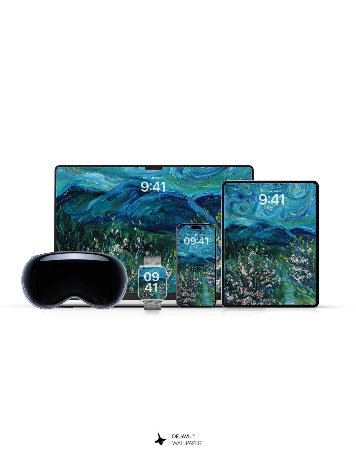 Van Gogh Starry Night Style Blossom Tree Wallpaper 8K