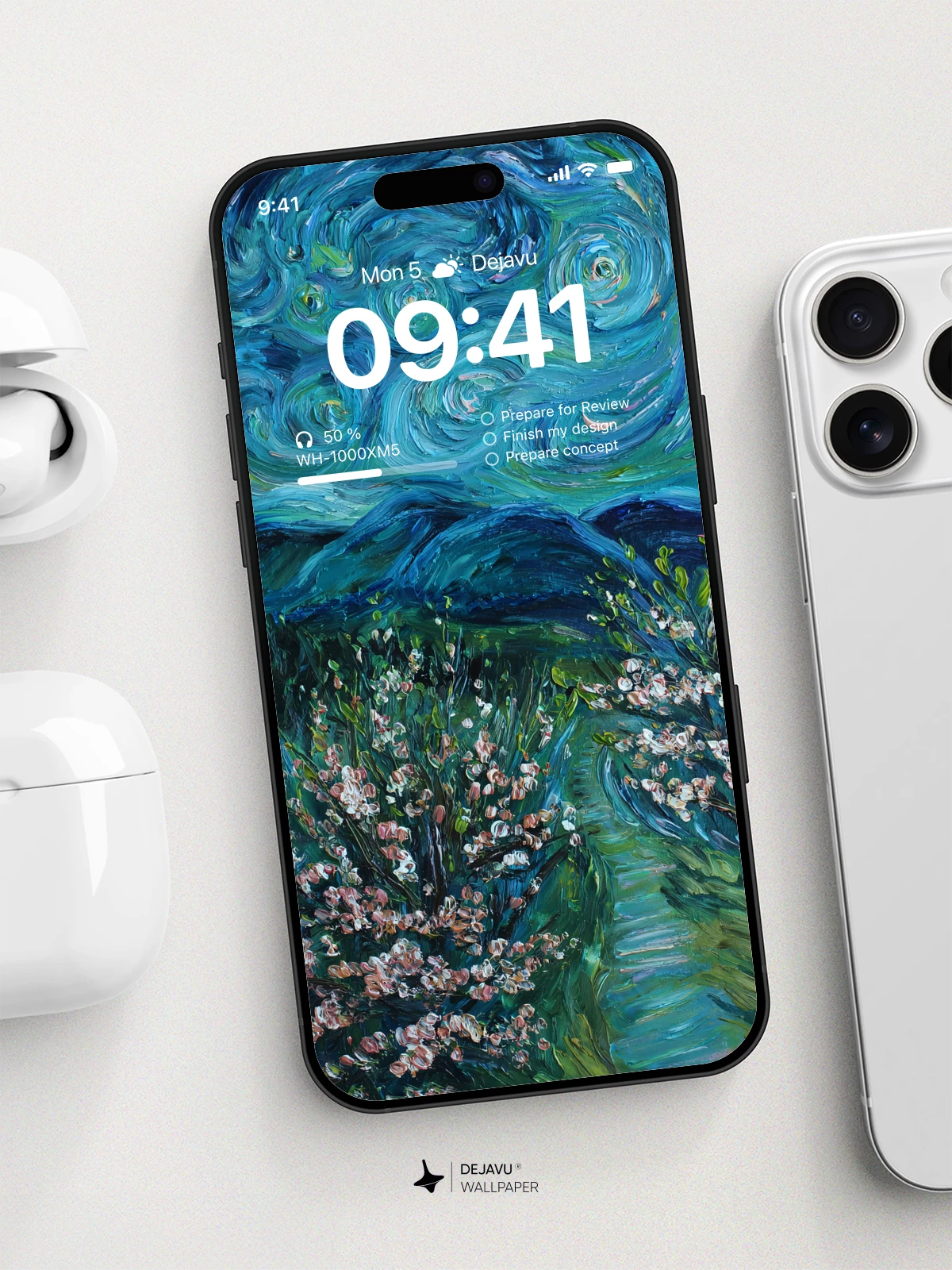 Van Gogh Starry Night Style Blossom Tree Wallpaper 8K