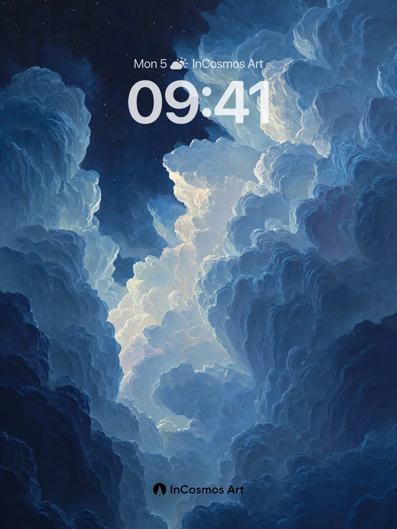 Midnight Cloud Drift Wallpaper in Deep Indigo