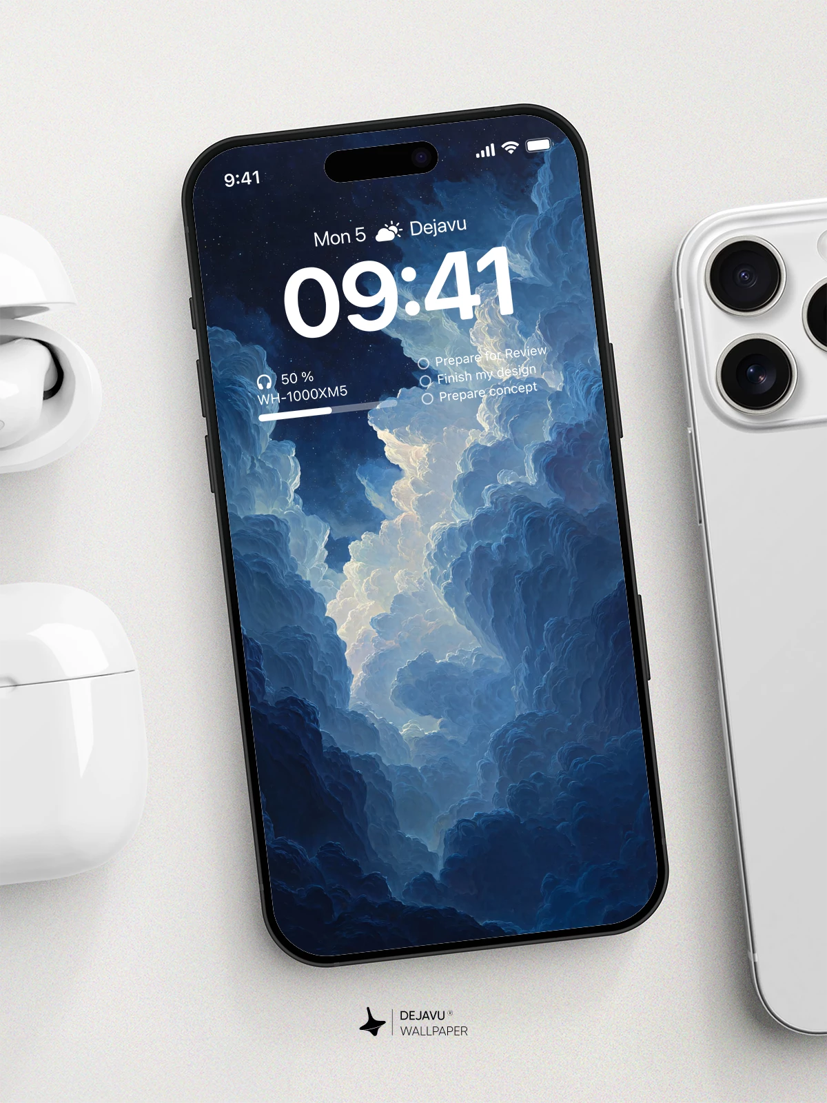 Deep Blue Cloudscape 8K Wallpaper for iPhone and Android