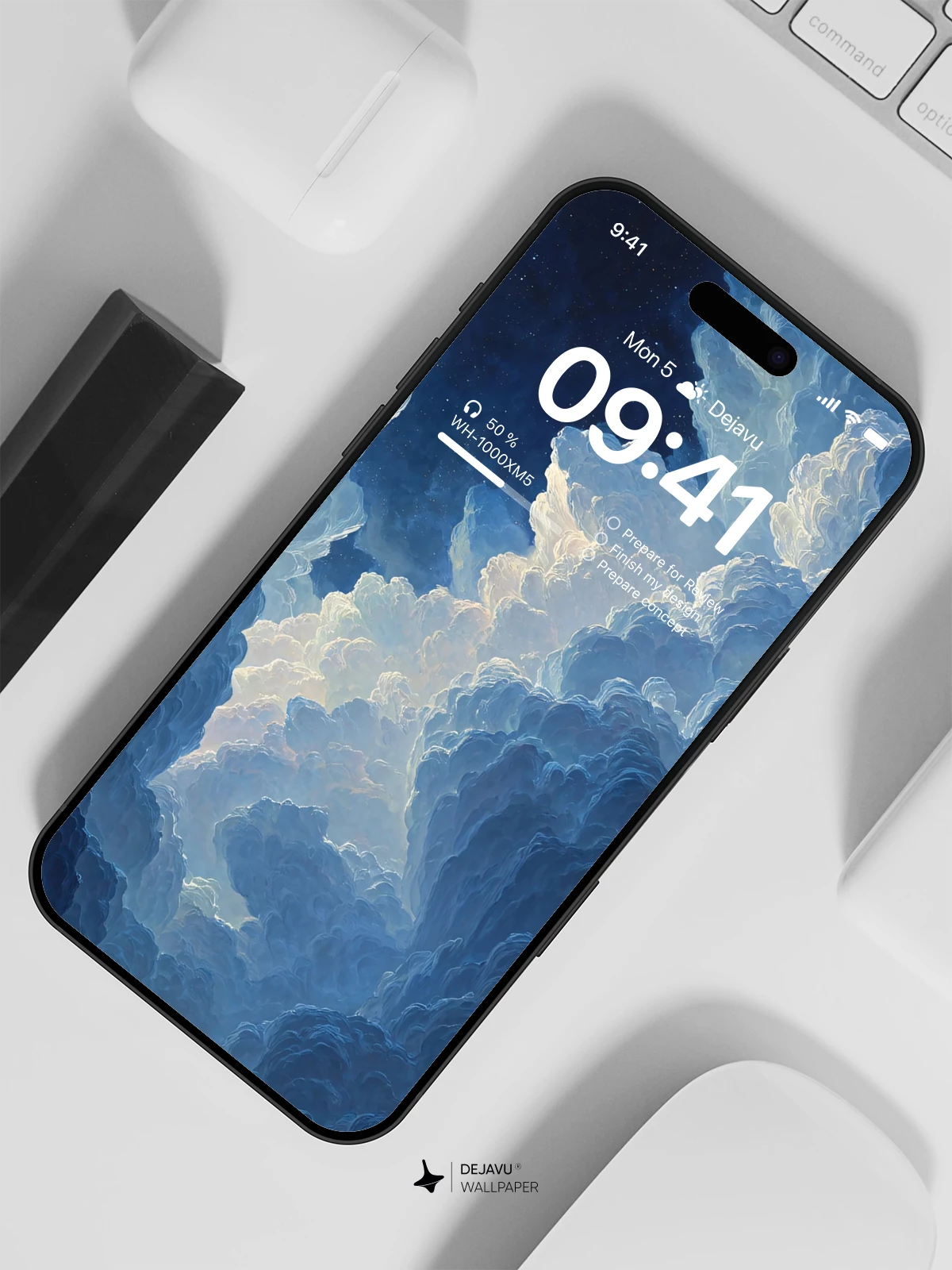 Deep Blue Cloudscape 8K Wallpaper for iPhone and Android