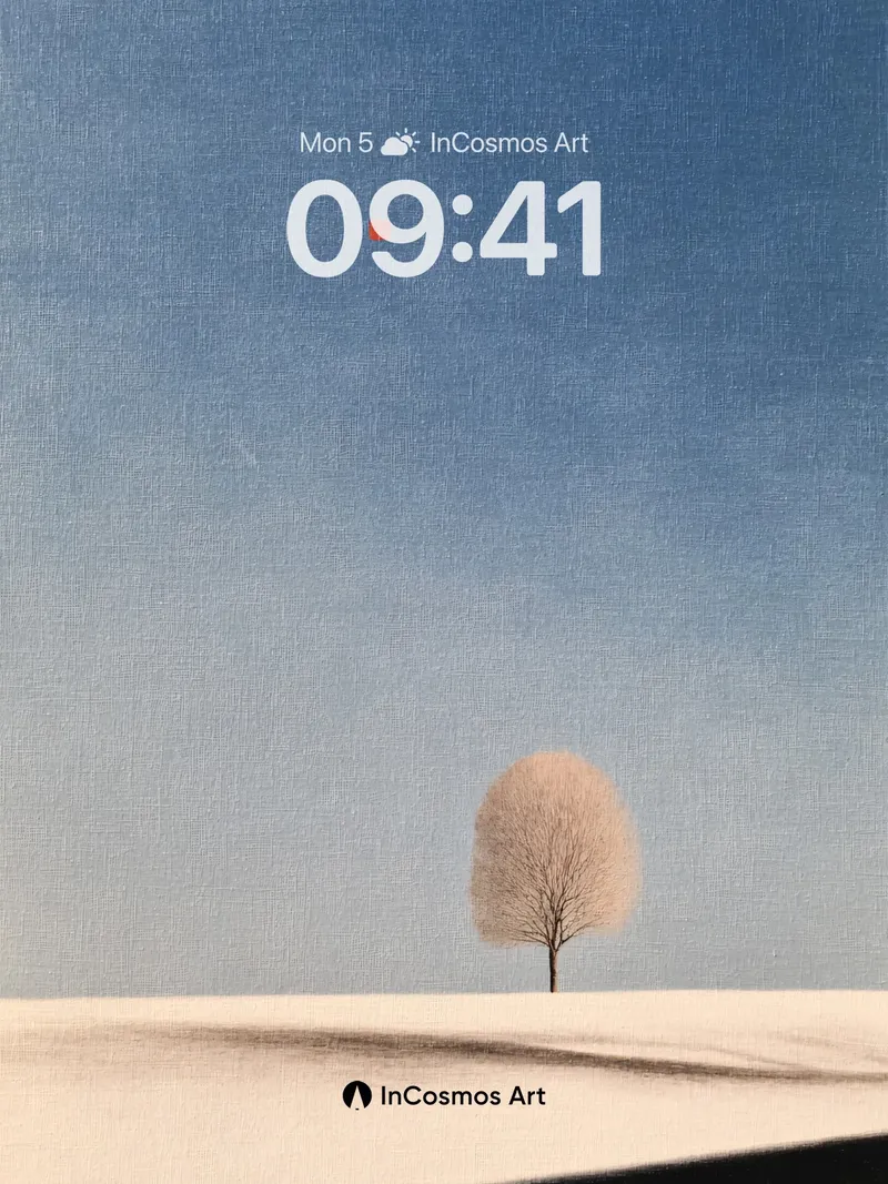 Solitary Tree Wallpaper in Soft Haze