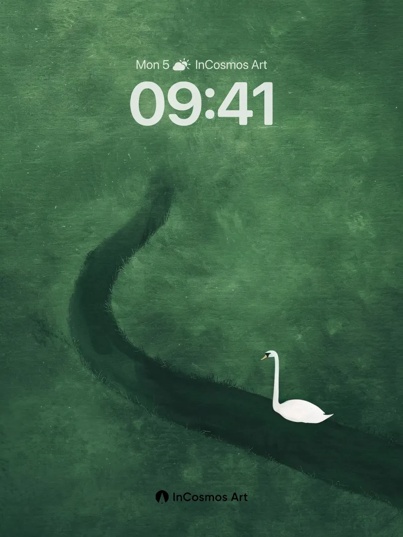 Serene Swan Glide Wallpaper in Emerald Haze