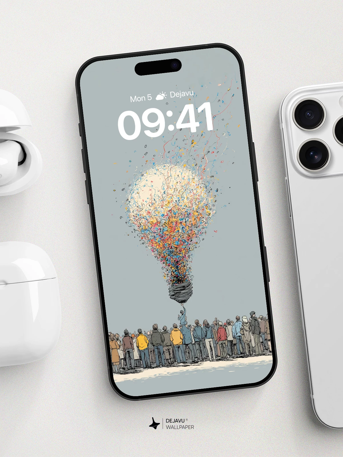 Surreal Lightbulb Crowd Wallpaper 8K for iPhone and Android