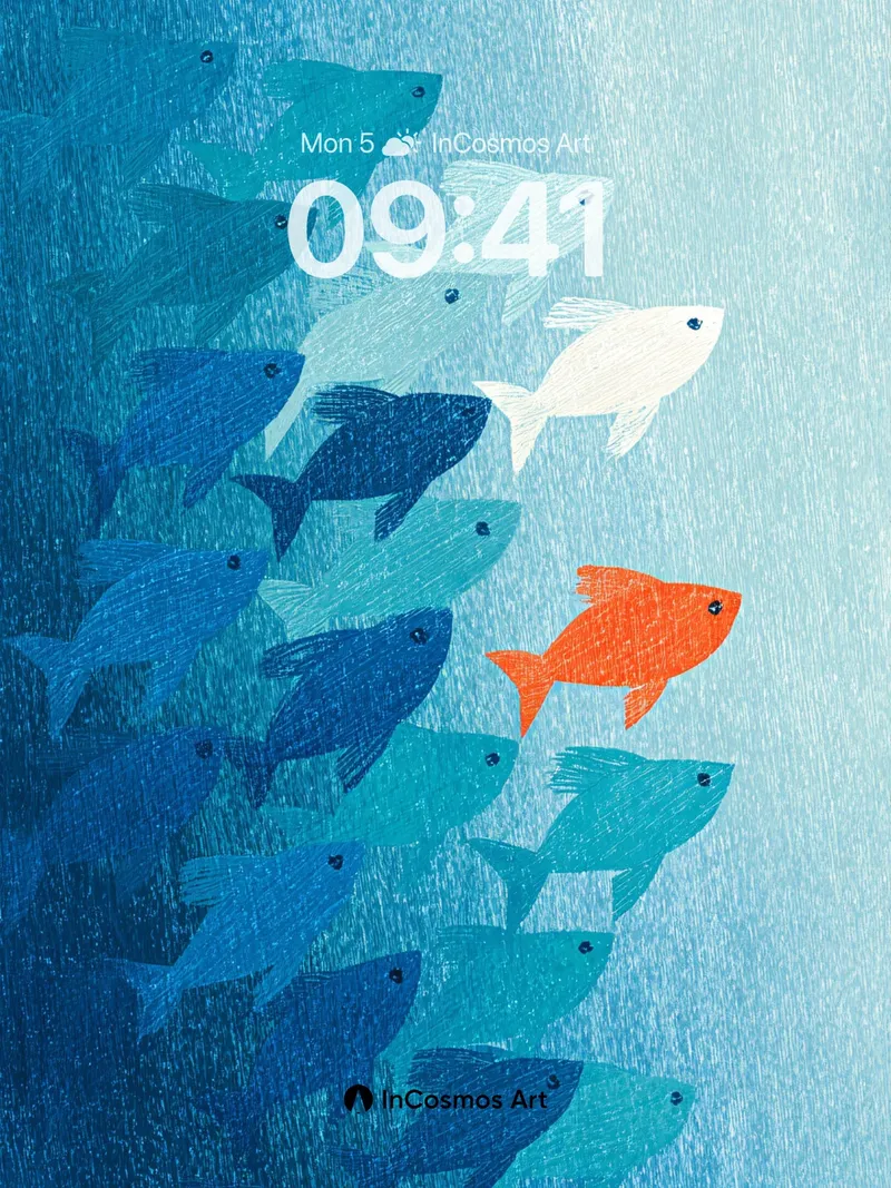 Serenity Swim Wallpaper with Orange Rebellion