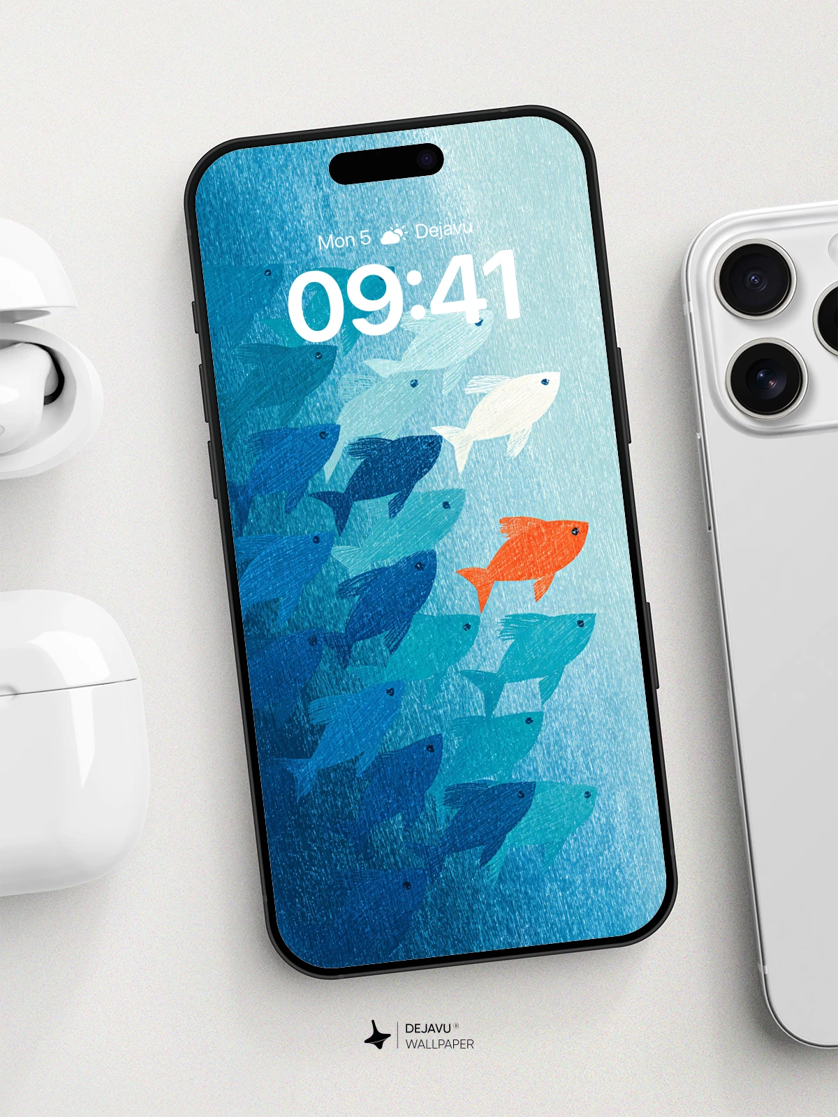 Colorful Fish School Wallpaper 8K for iPhone and Android