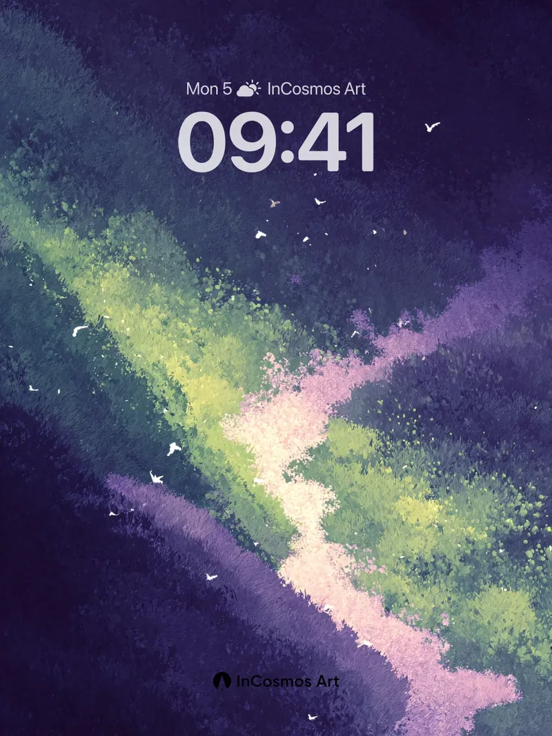 Nocturnal Gradient Wallpaper with Bird Silhouettes