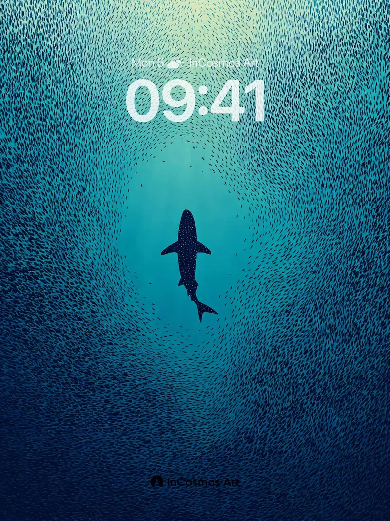 Deep Ocean Solitude Wallpaper with Whale Shark