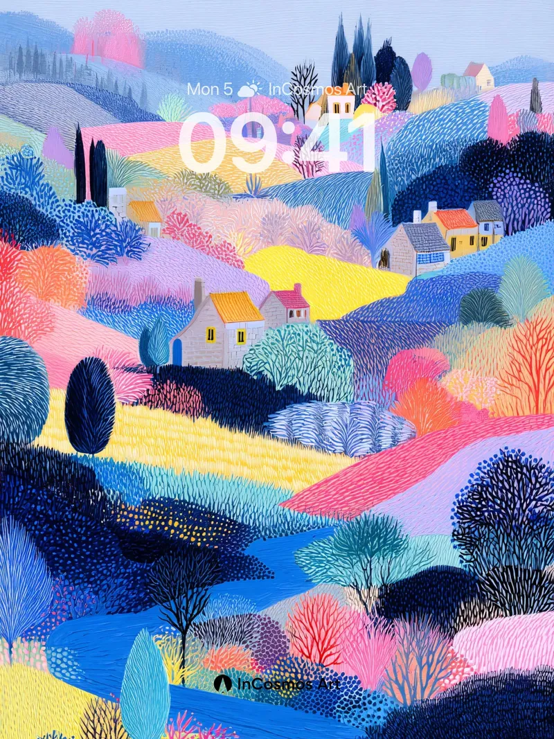 Pastel Hills Wallpaper with Textured Brushwork
