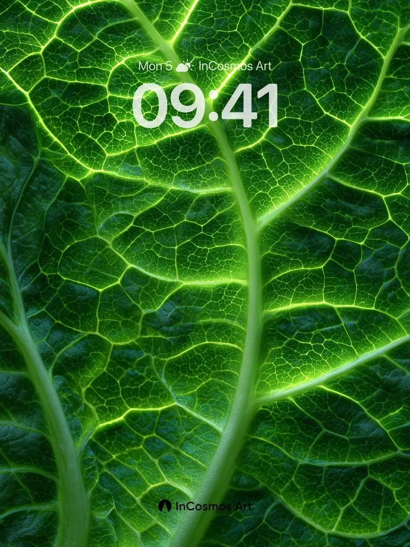 Luminous Vein Wallpaper with Living Green