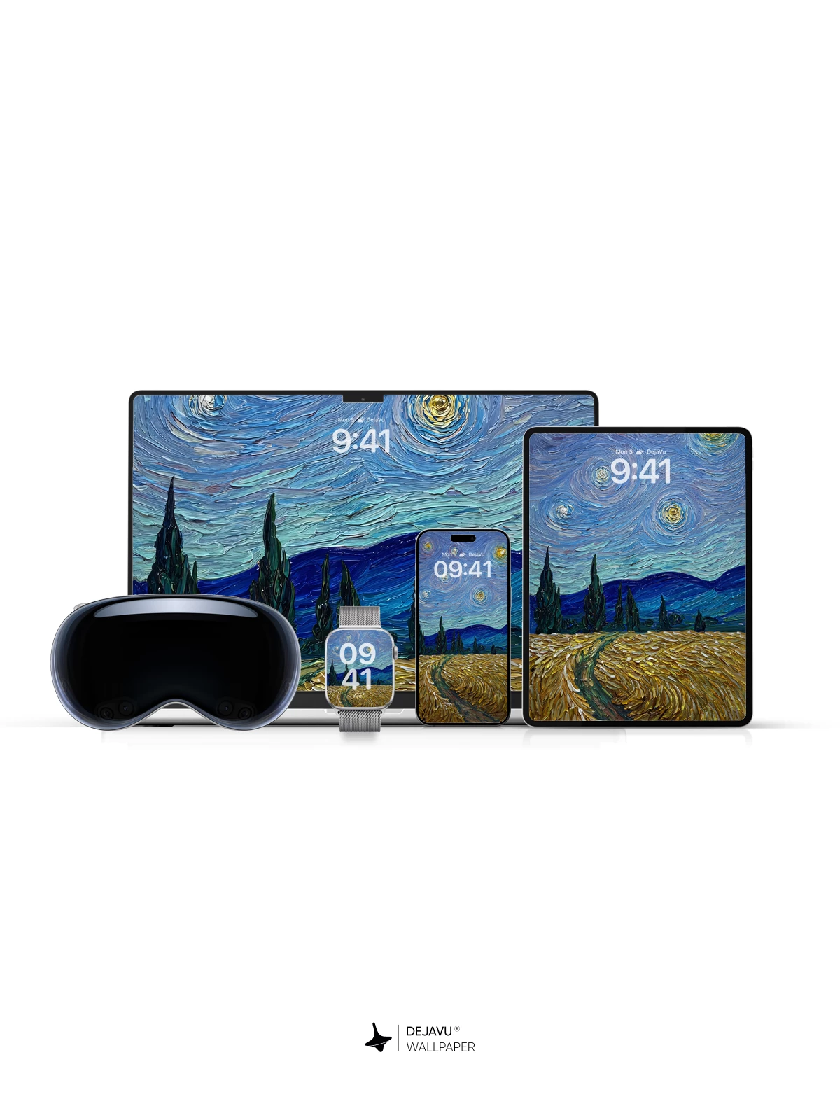 Van Gogh Starry Night Style Wheat Field 8K Wallpaper