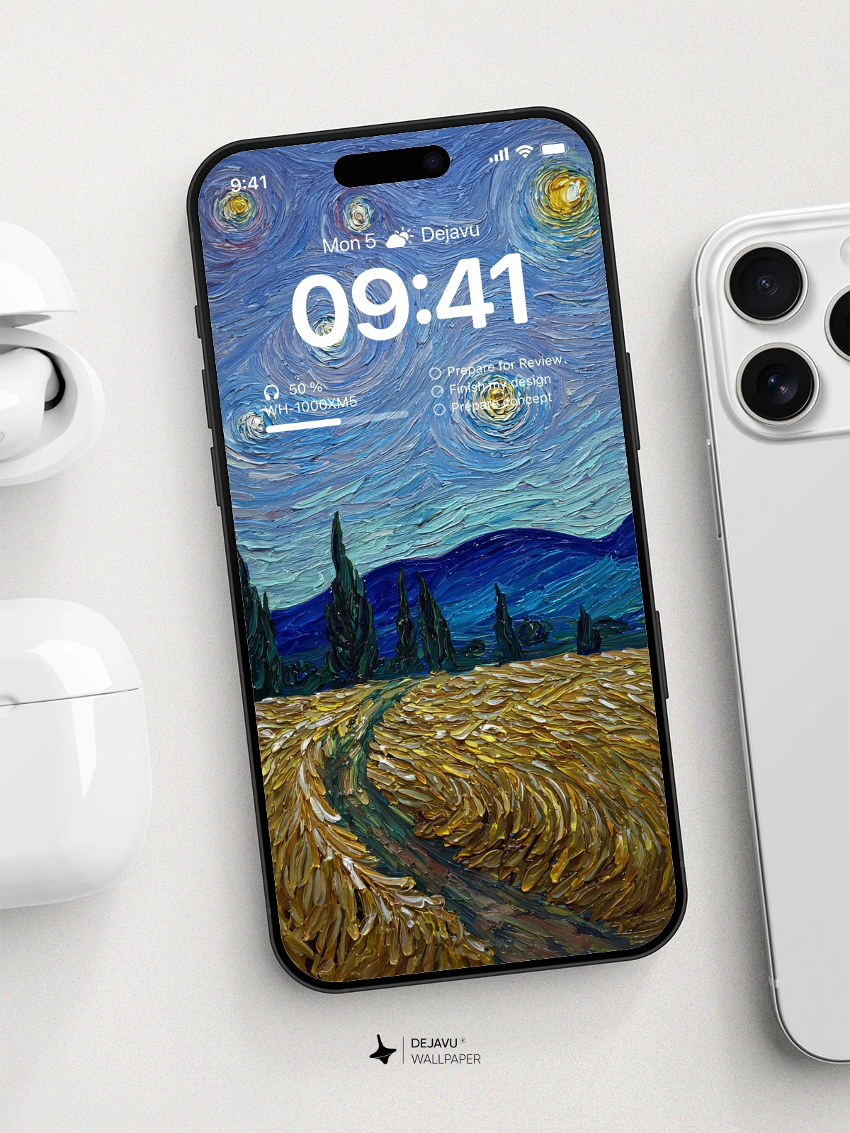 Van Gogh Starry Night Style Wheat Field 8K Wallpaper