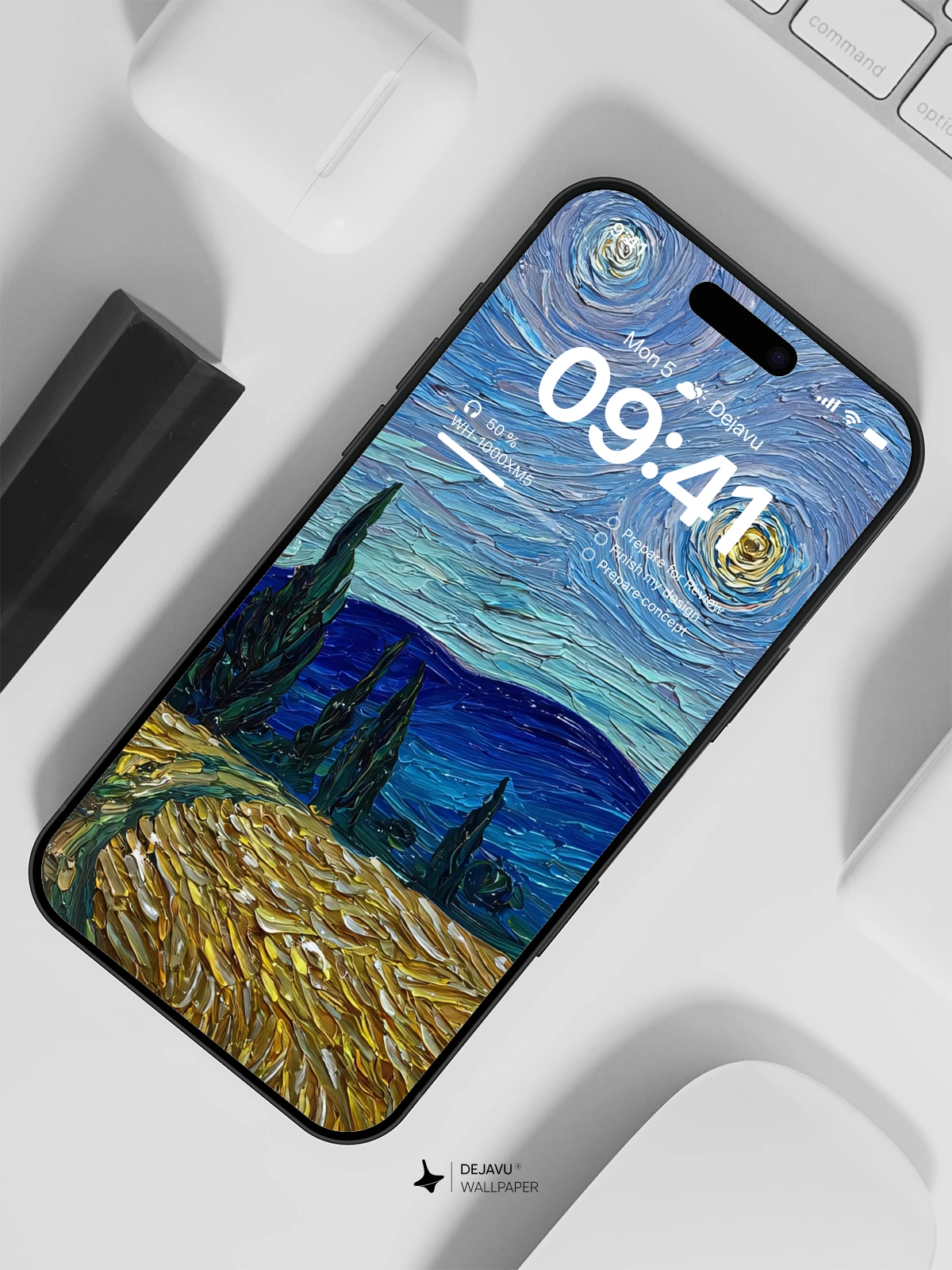 Van Gogh Starry Night Style Wheat Field 8K Wallpaper