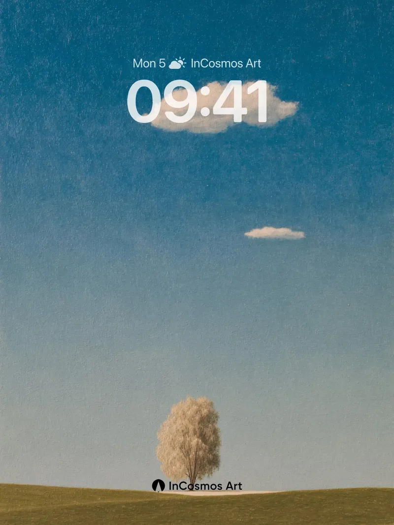 Serene Horizon Wallpaper with Solitary Tree