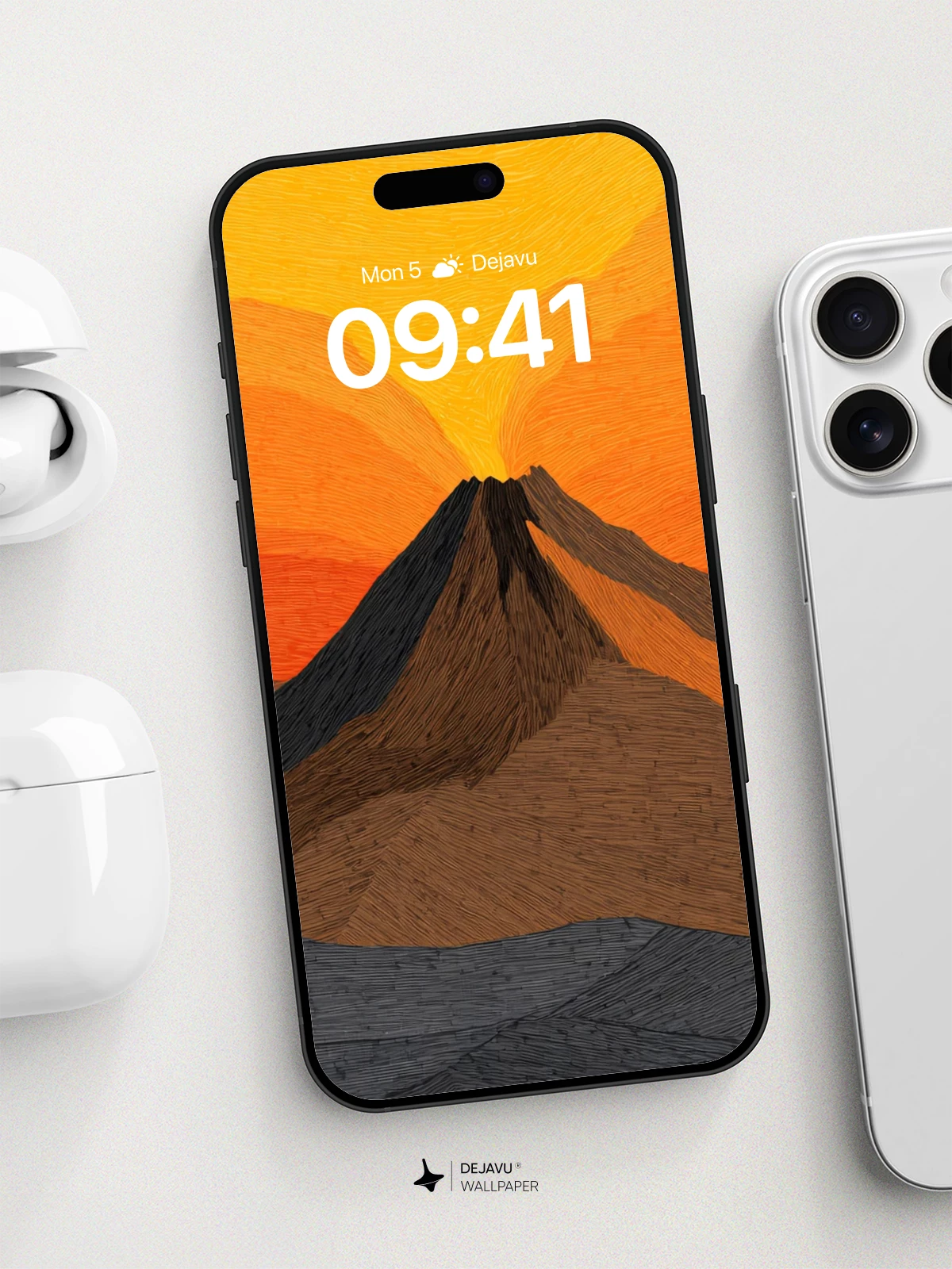 Volcanic Sunset Landscape Wallpaper 8K for iPhone and Android