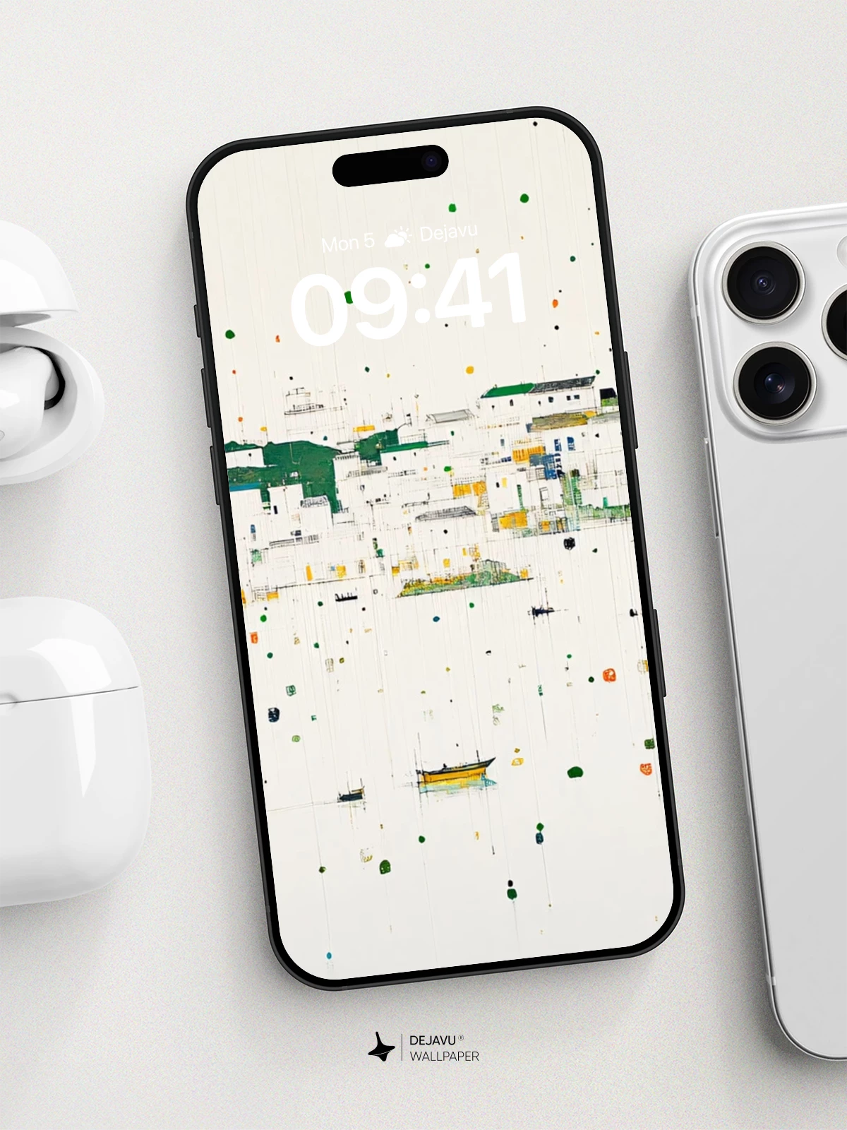 Whimsical Coastal Village Wallpaper 8K for iPhone and Android