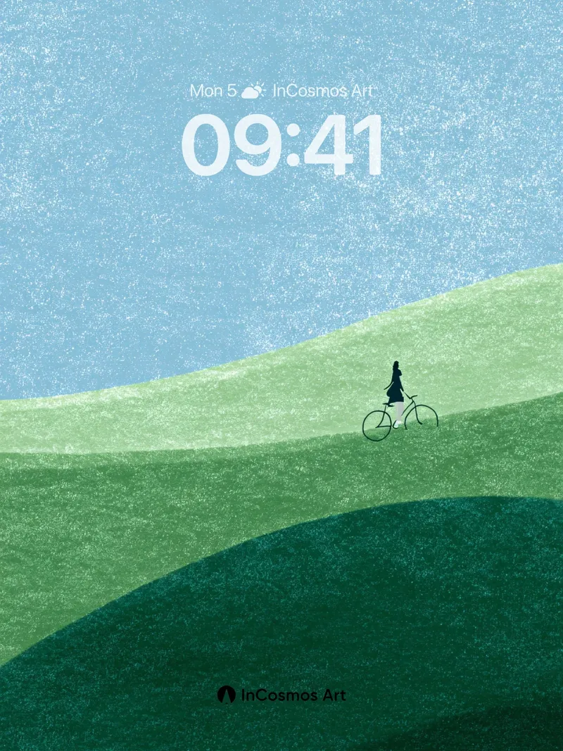 Serenity Ridge Wallpaper with Silent Cyclist