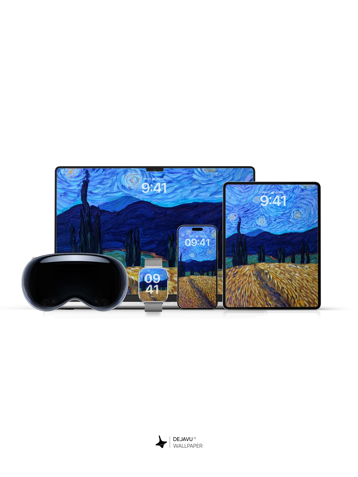 Van Gogh Starry Night Style Wheat Field Wallpaper 8K