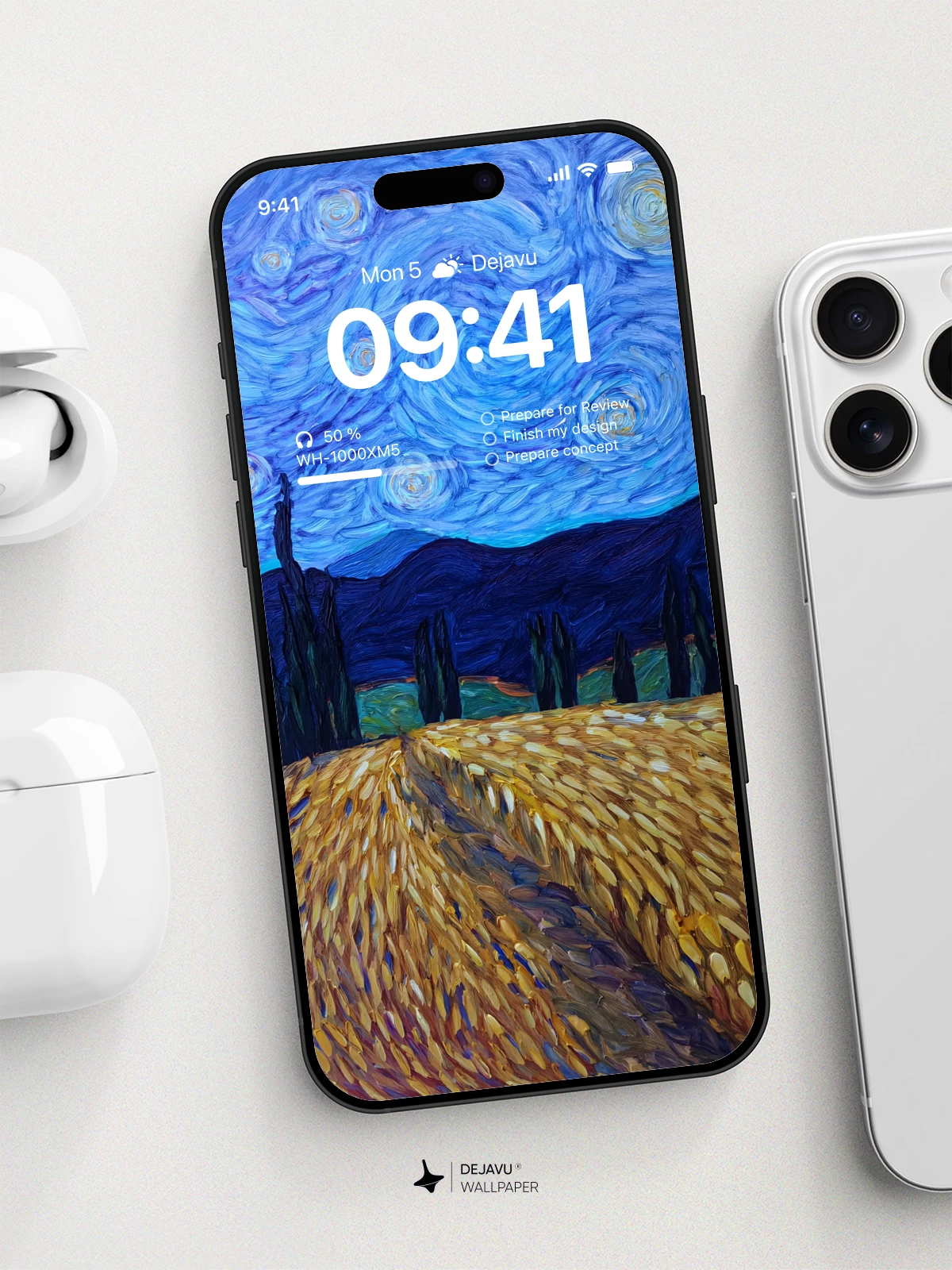 Van Gogh Starry Night Style Wheat Field Wallpaper 8K