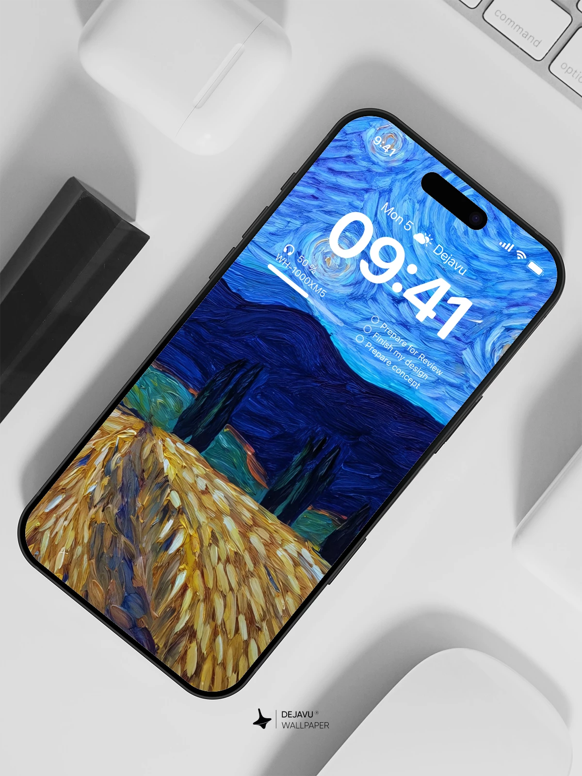 Van Gogh Starry Night Style Wheat Field Wallpaper 8K