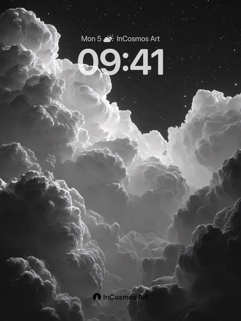 Monochrome Storm Wallpaper with Starlit Silence