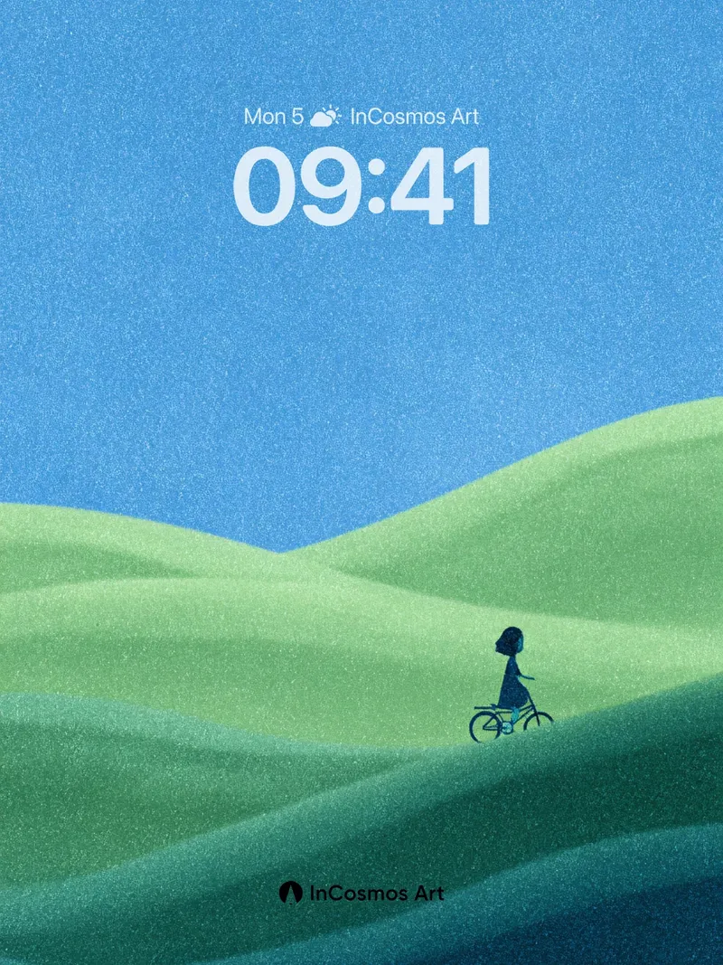 Serenity Ridge Wallpaper with Solitary Cyclist