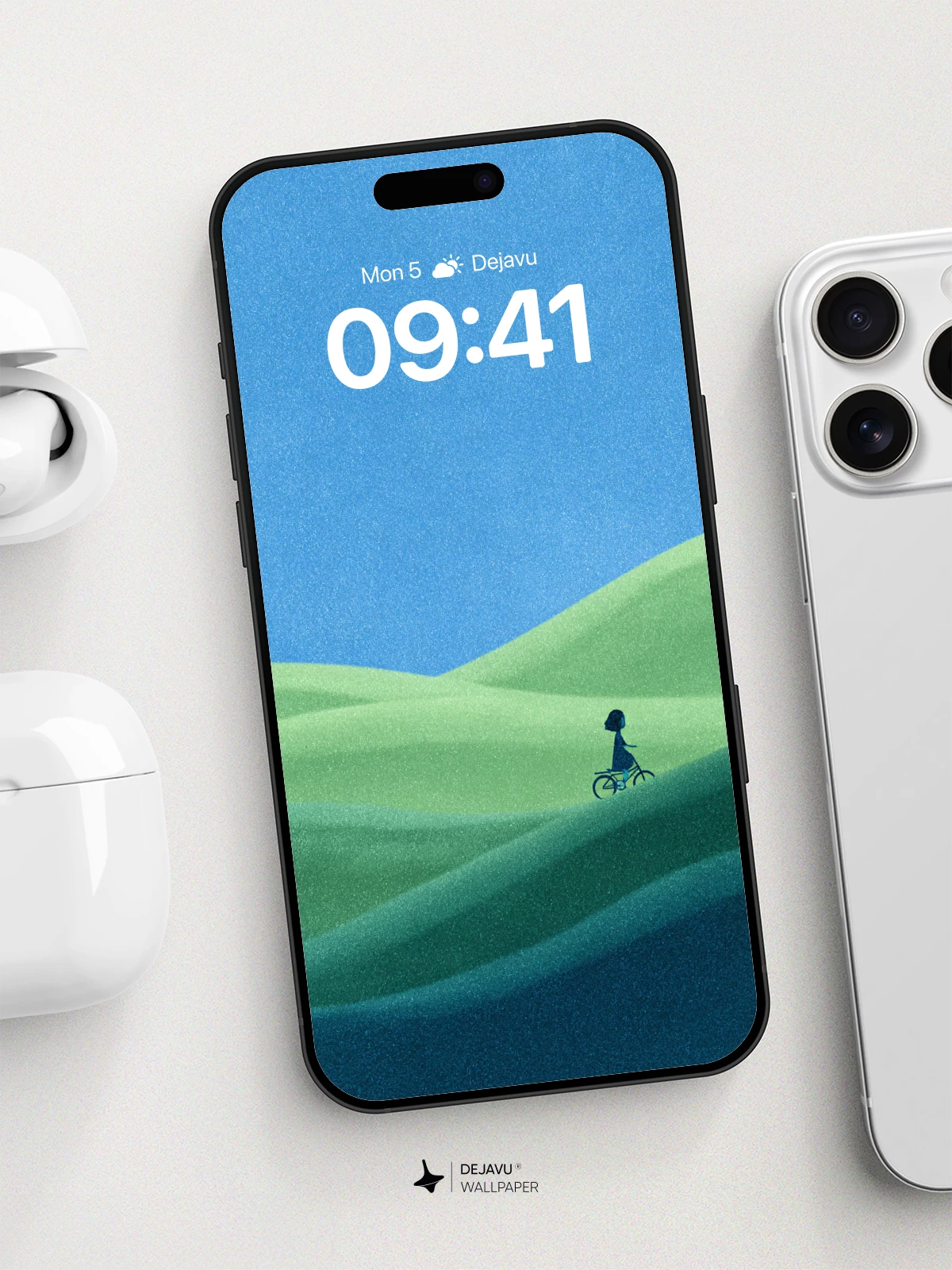 Minimalist Hillside Ride Wallpaper 8K for iPhone and Android