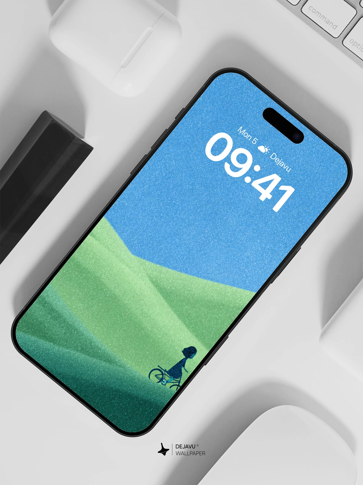 Minimalist Hillside Ride Wallpaper 8K for iPhone and Android