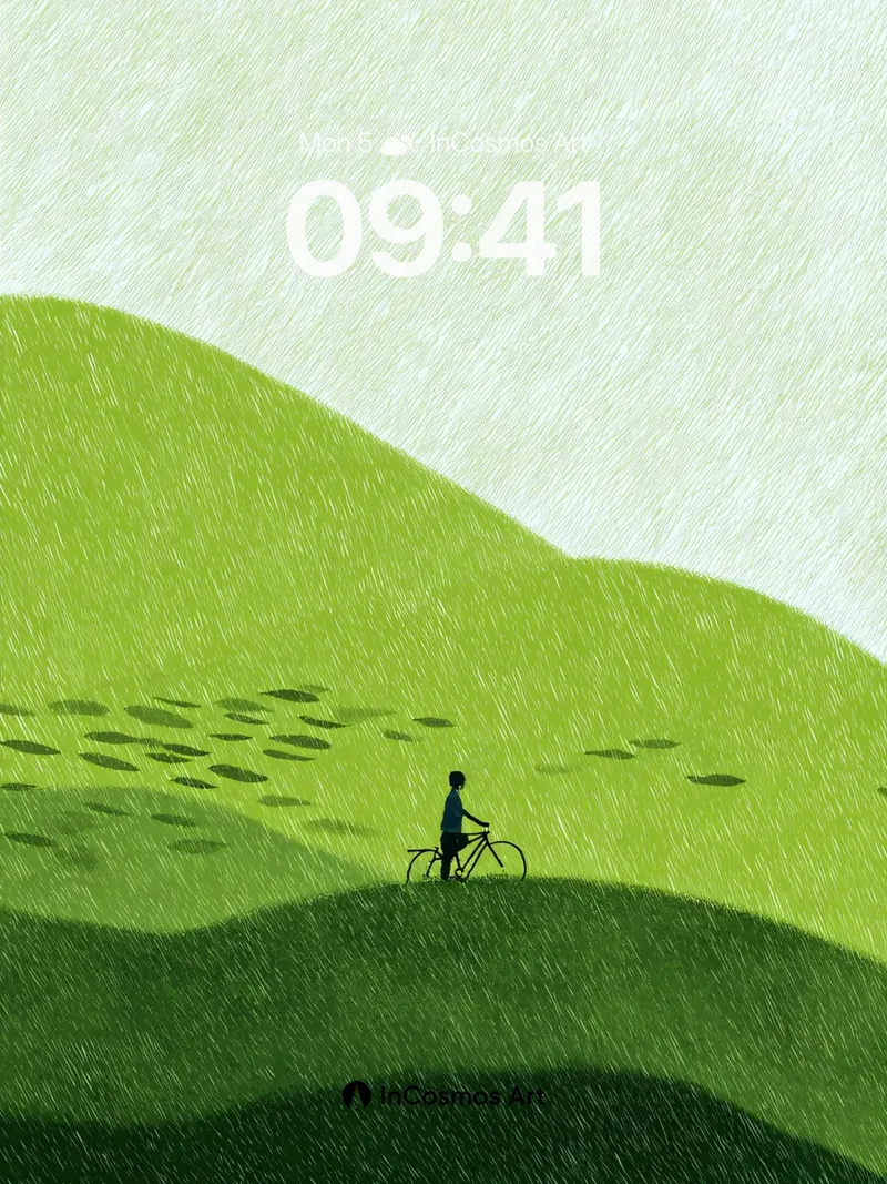 Serenity Ride Wallpaper with Rolling Green Waves