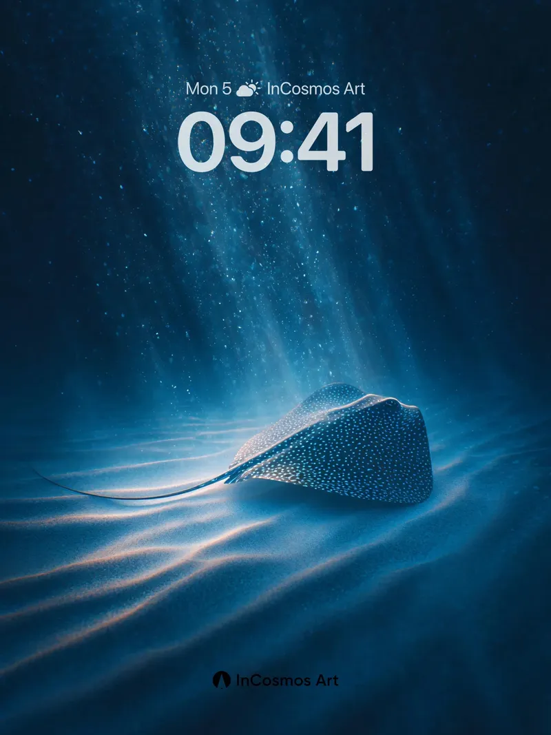 Serene Blue Ray Wallpaper with Sunlit Ripples
